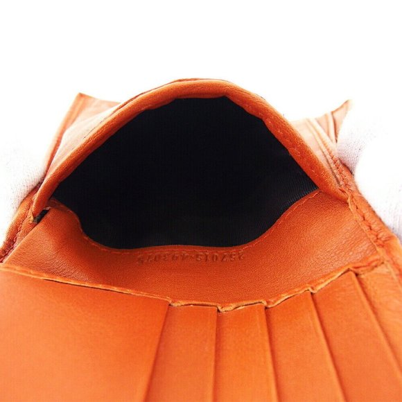 GUCCI W Hook Wallet Gucci Shima Orange Leather Authentic USED T19797 - Picture 9 of 11